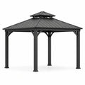 Pavillon de jardin en métal anthracite avec toit rigide ventilé, 300 x 300 x 280 cm