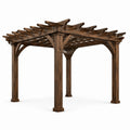 Pergola de jardin autoportante en bois brun foncé avec toit ajouré, 305 x 305 x 244 cm