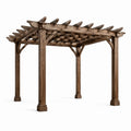 Pergola autoportante en bois brun foncé 305 x 305 x 254 cm avec toit ajouré