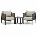 Ensemble de jardin 3 pièces gris clair, anthracite et taupe avec 2 fauteuils 68 x 73 x 78 cm et table 45 x 45 x 45 cm