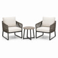 Ensemble 3 pièces avec 2 fauteuils de 70 x 74 x 82 cm et table ronde Ø 50 x 48 cm, gris et écru