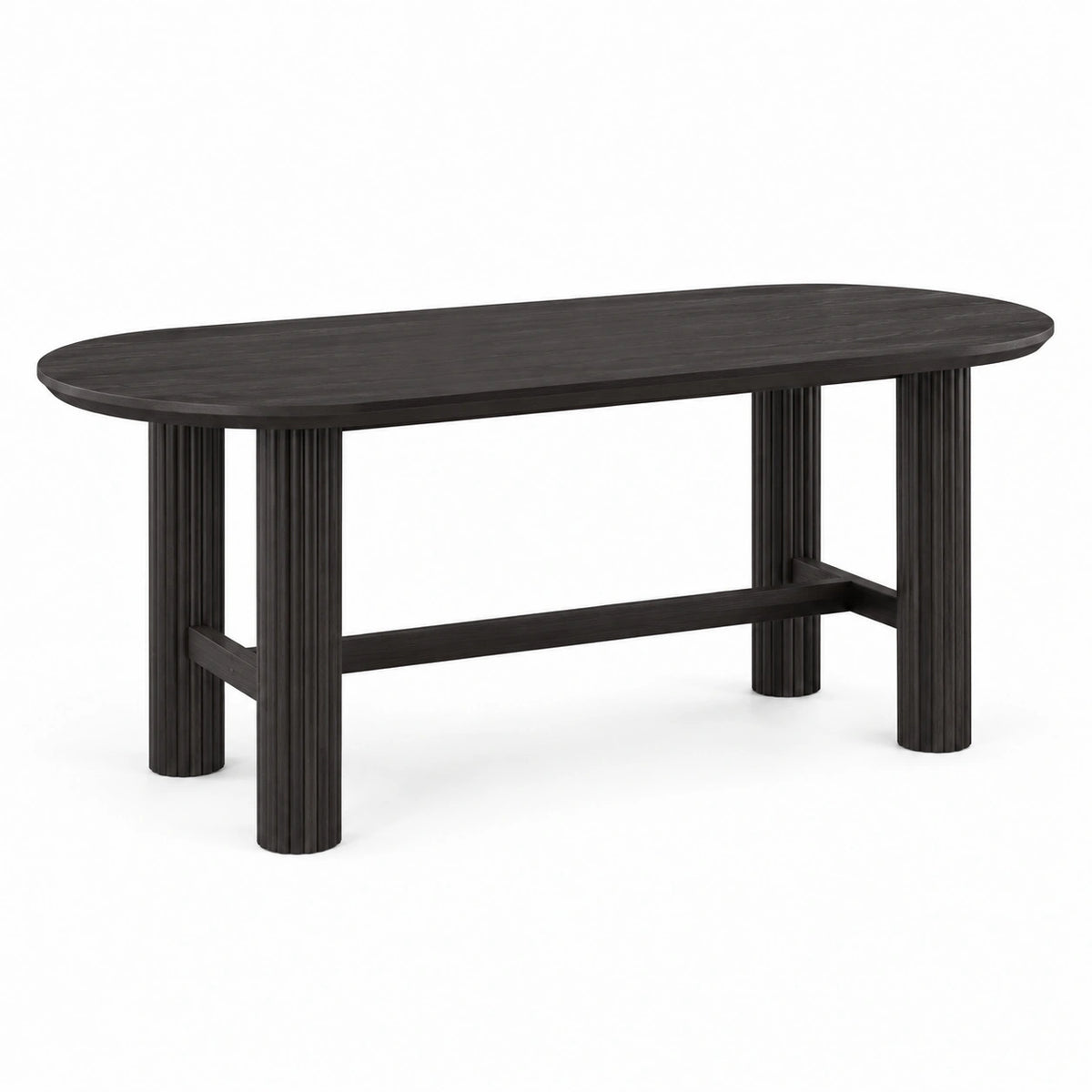 Table à manger noire en bois d'ingénierie avec plateau oblong, 180 x 90 x 76 cm