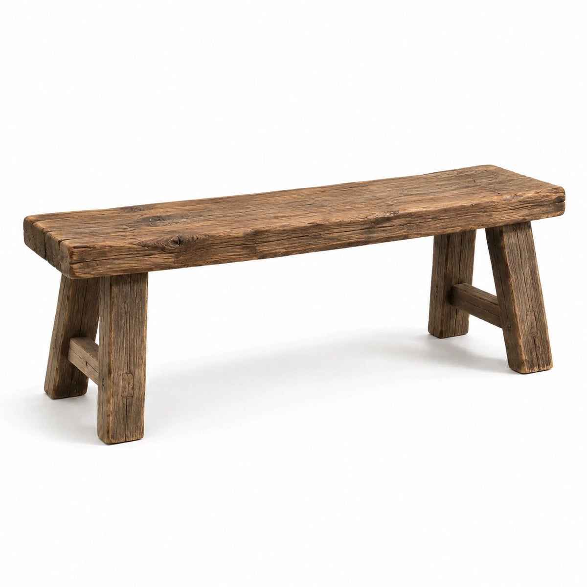 Banc rustique en bois marron, 140 x 35 x 45 cm