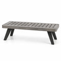 Banc de jardin en métal gris et noir à assise ajourée, 120 x 40 x 45 cm