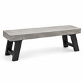 Banc en bois noir avec plateau gris effet béton, 160 x 40 x 46 cm