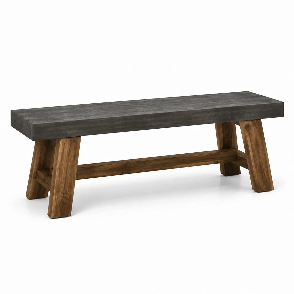 Banc en bois massif brun et gris anthracite, 160 x 40 x 46 cm, style rustique