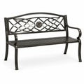 Banc de jardin 2 places en métal noir avec dossier ajouré, 127 x 60 x 88 cm