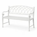 Banc de jardin 2 places en métal blanc, 127 x 60 x 87 cm, dossier ajouré classique