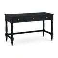 Bureau console noir et doré avec 3 tiroirs, 120 x 50 x 78 cm