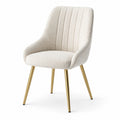 Chaise avec accoudoirs en tissu bouclé ivoire et pieds en métal doré, 58 x 60 x 84 cm