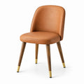 Chaise moderne cognac 52 x 58 x 82 cm avec pieds en bois brun et embouts dorés