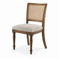 Chaise en bois brun avec dossier en cannage naturel et assise beige, 50 x 56 x 90 cm