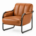 Fauteuil industriel marron et noir en revêtement synthétique aspect cuir et métal, 75 x 78 x 82 cm